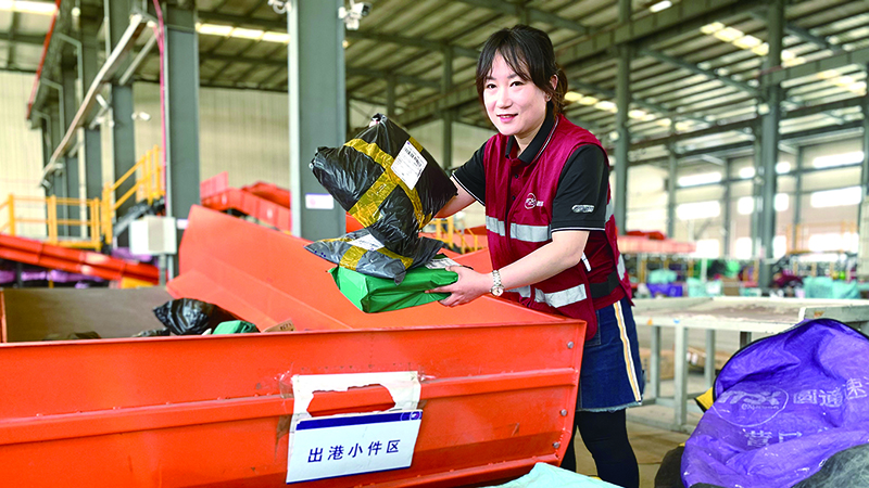 頭圖，張巍在分揀崗位上忙碌