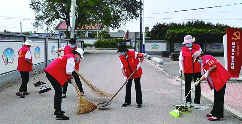 燈塔稿 黨員志愿者清掃村路
